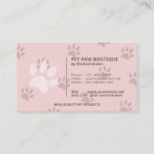 Minimale hondenpootjes visitekaartje (Achterkant)