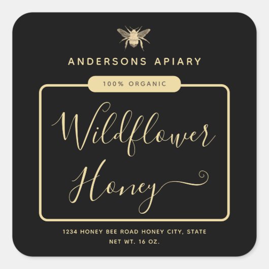 Minimale honinghoningbijenhoningpot vierkante sticker (Voorkant)