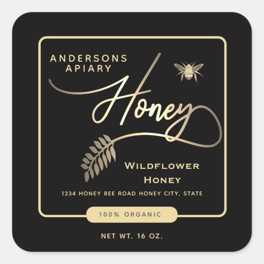 Minimale honinghoningbijenhoningpot vierkante sticker (Voorkant)