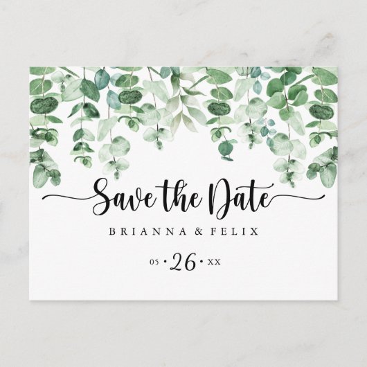 Minimale horizontale eucalyptus sparen de Datum Briefkaart (Voorkant)