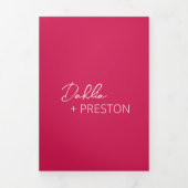 Minimale Hot Pink foto Moderne bruiloft Drieluik Uitnodiging (Cover)