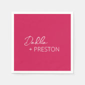 Minimale Hot Pink Moderne bruiloft Servet (Voorkant)