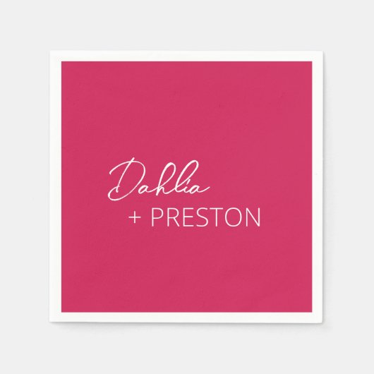 Minimale Hot Pink Moderne bruiloft Servet (Voorkant)