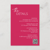 Minimale Hot Pink QR Code Moderne bruiloft Informatiekaartje (Voorkant)