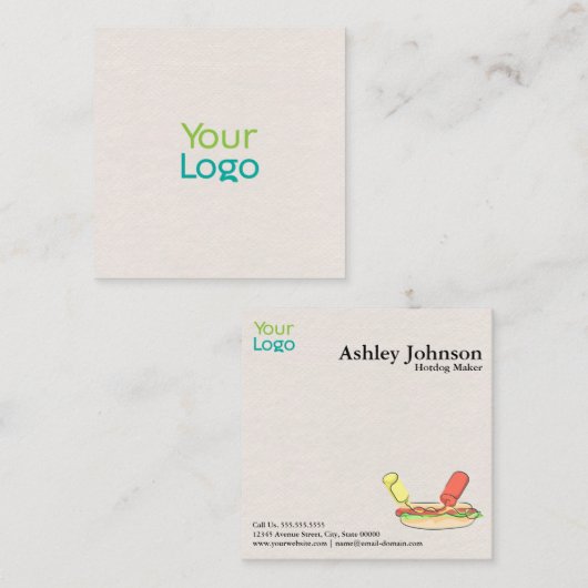 Minimale hotdogwinkel vierkante visitekaartje (Voorkant / Achterkant)