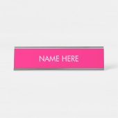 Minimale hotroze fuchsia aangepaste naam text chic bureau naambordje (Voorkant)