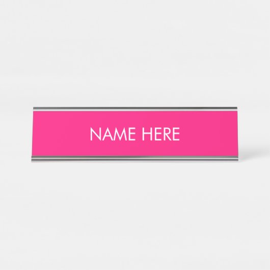 Minimale hotroze fuchsia aangepaste naam text chic bureau naambordje (Voorkant)