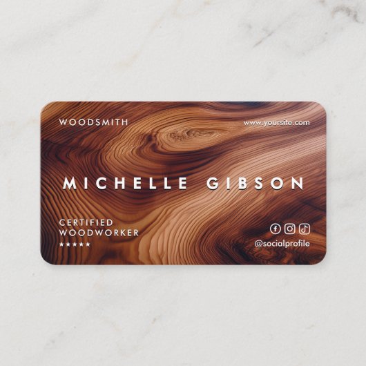 Minimale houtbewerker Carpenter Teak Hout Modern Visitekaartje (Voorkant)