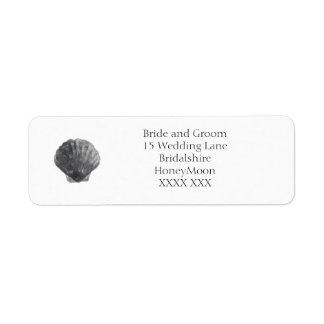 Minimale Houtskool Schelp Retouradreslabels Etiket