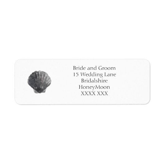 Minimale Houtskool Schelp Retouradreslabels Etiket (Voorkant)