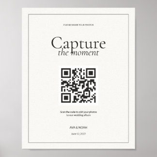 Minimale Huwelijks QR-code Bord, Scan om te Delen Poster