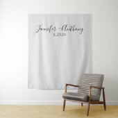 Minimale huwelijksachtergrond gepersonaliseerd  wandkleed (In situ)