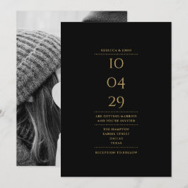 Minimale huwelijksdatum zwarte en gouden foto's kaart