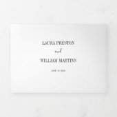 Minimale huwelijksfoto met RSVP QR-code en details Drieluik Uitnodiging (Cover)