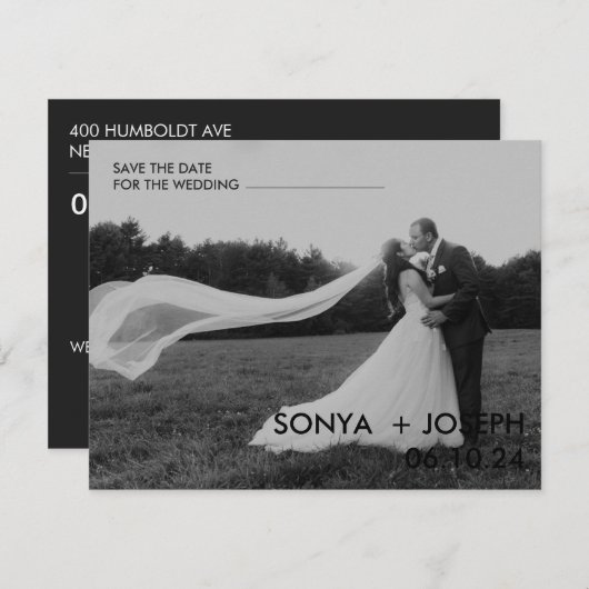 Minimale huwelijksfoto Sla de datumkaarten op (Voorkant / Achterkant)