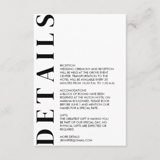 Minimale huwelijksgegevens informatiekaartje (Voorkant)