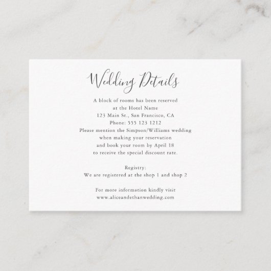 Minimale huwelijksgegevens met foto informatiekaartje (Voorkant)