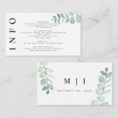 Minimale huwelijksinformatie Eucalyptus Greenery Informatiekaartje (Voorkant / Achterkant)