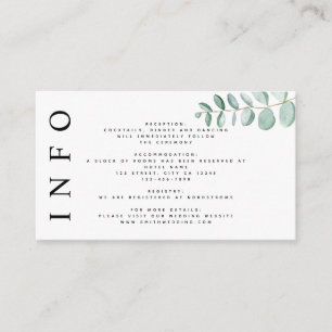Minimale huwelijksinformatie Eucalyptus Greenery Informatiekaartje