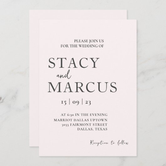 Minimale huwelijksuitnodiging, 5x7 Eenvoudig legan Kaart (Voorkant / Achterkant)