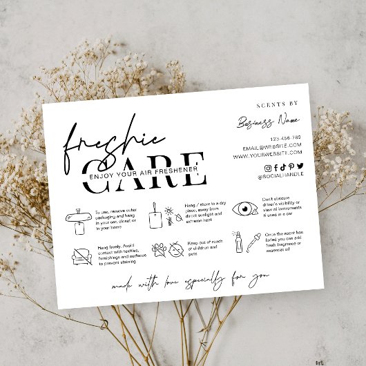 Minimale hygiënische nadering Freshie-instructies Bedankkaart