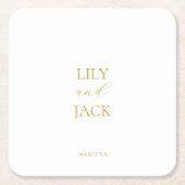 Minimale Imitatie Goud Wit Bruiloft Papier Onderze Kartonnen Onderzetters (Voorkant)