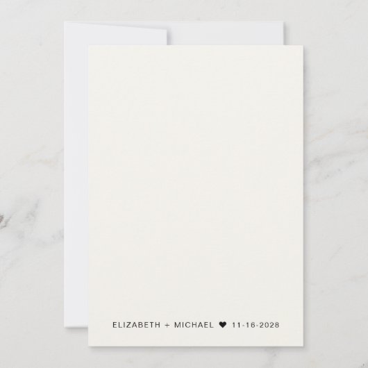 Minimale incasso voor moderne bruiloft aankondiging (Achterkant)