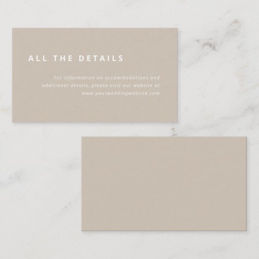 Minimale indeling | Beige met details van het witt Informatiekaartje (Voorkant / Achterkant)