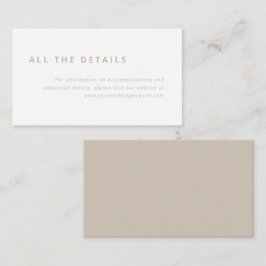Minimale indeling | Details wit met beige bruiloft Informatiekaartje