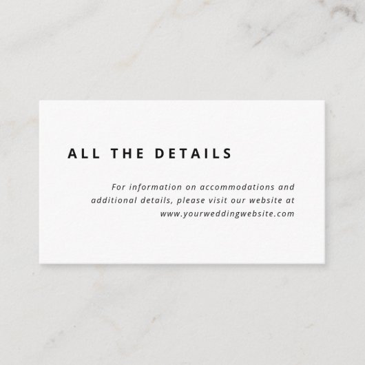 Minimale indeling | Details zwart-witbruiloft Informatiekaartje (Voorkant)