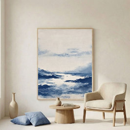 Minimale Indigo Abstracte Landschapskunst aan de M Poster