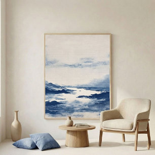 Minimale Indigo Abstracte Landschapskunst aan de M Poster
