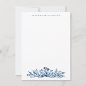 Minimale indigo Blue Ink Botanical Personalized Notitiekaartje (Voorkant)