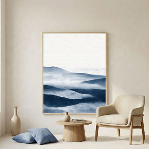 Minimale Indigo Gelaagde Landschapskunst Poster