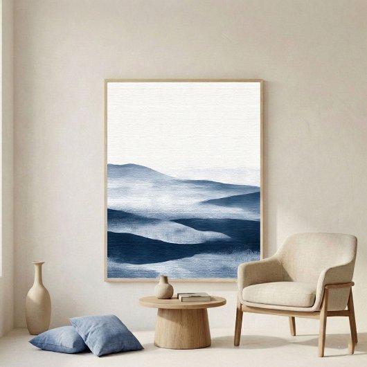 Minimale Indigo Gelaagde Landschapskunst Poster