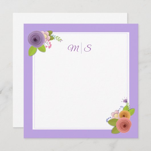 Minimale individuele Monogram Floral Card Bedankkaart (Voorkant / Achterkant)