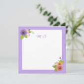 Minimale individuele Monogram Floral Card Bedankkaart (Staand voorkant)