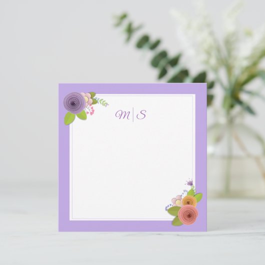 Minimale individuele Monogram Floral Card Bedankkaart (Staand voorkant)