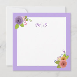 Minimale individuele Monogram Floral Card Bedankkaart