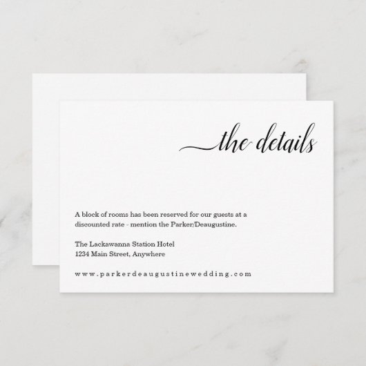 Minimale informatie-/detailsluitkaart informatiekaartje (Voorkant / Achterkant)