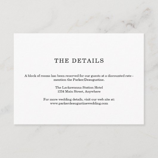 Minimale informatie-/detailsluitkaart informatiekaartje (Voorkant)