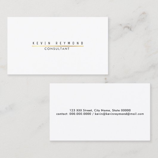 Minimale informatie over Elegant White Professiona Visitekaartje (Voorkant / Achterkant)