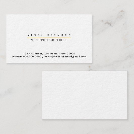 Minimale informatie witte professional visitekaartje (Voorkant / Achterkant)