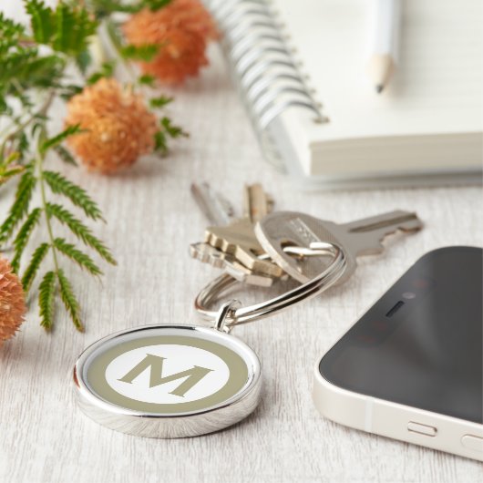 Minimale Initiaal Klassieke Sage Monogram Sleutelhanger (Zijkant)