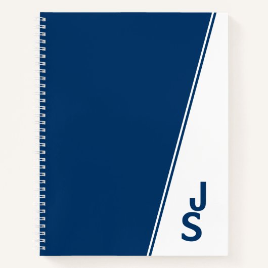 Minimale Initialen Blue White Small Business Notitieboek (Voorkant)