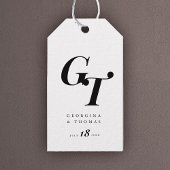 Minimale Initialen | Chique Monogram Zwart-wit Cadeaulabel