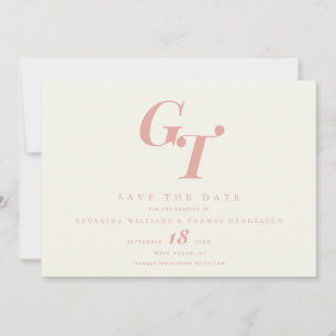 Minimale Initialen   Modern Chic Peach Coral Weddi Save The Date