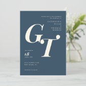 Minimale Initialen | Modern Elegant Navy Wedding (Staand voorkant)