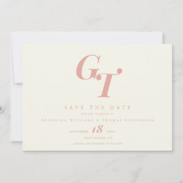 Minimale Initialen | Moderne Chic Perzik Koraal Br Save The Date
