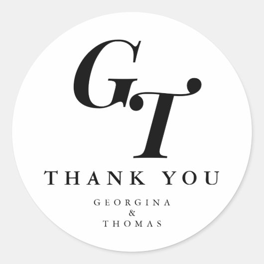 Minimale Initialen | Moderne elegante chique bruil Ronde Sticker (Voorkant)